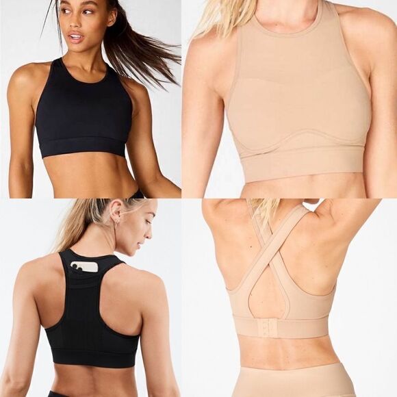 NWT- Bundle of 2 Fabletics High Impact Sports Bras in Black and Nude, XS - Picture 1 of 14